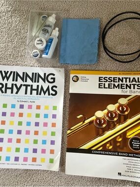 Trumpet - Winning Rhythms & Essential Elements Books for Band & cleaning kit